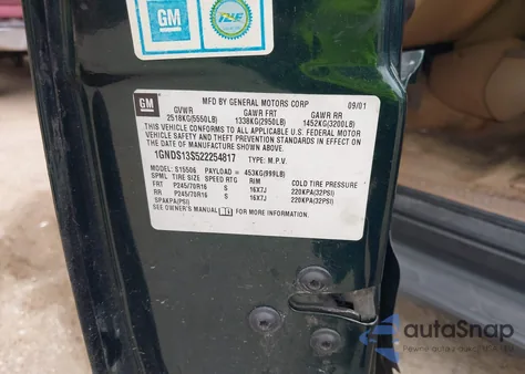 2002 Chevrolet Trailblazer Lt z USA, uszkodzony, nr VIN 1GNDS13S522254817